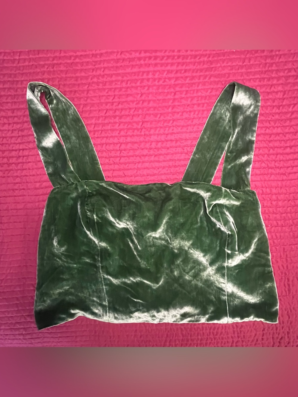 Reformation Velvet Silk Blend Tank Top Smocked Back Artichoke Green Size 14